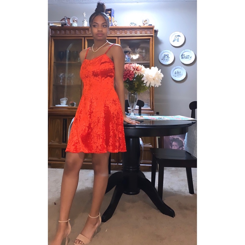 Roberta Red suede dress